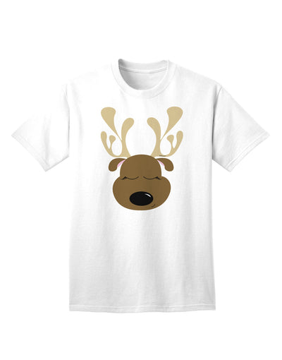 Charming Reindeer Face - Adult Christmas T-Shirt for Festive Elegance-Mens T-shirts-TooLoud-White-Small-Davson Sales