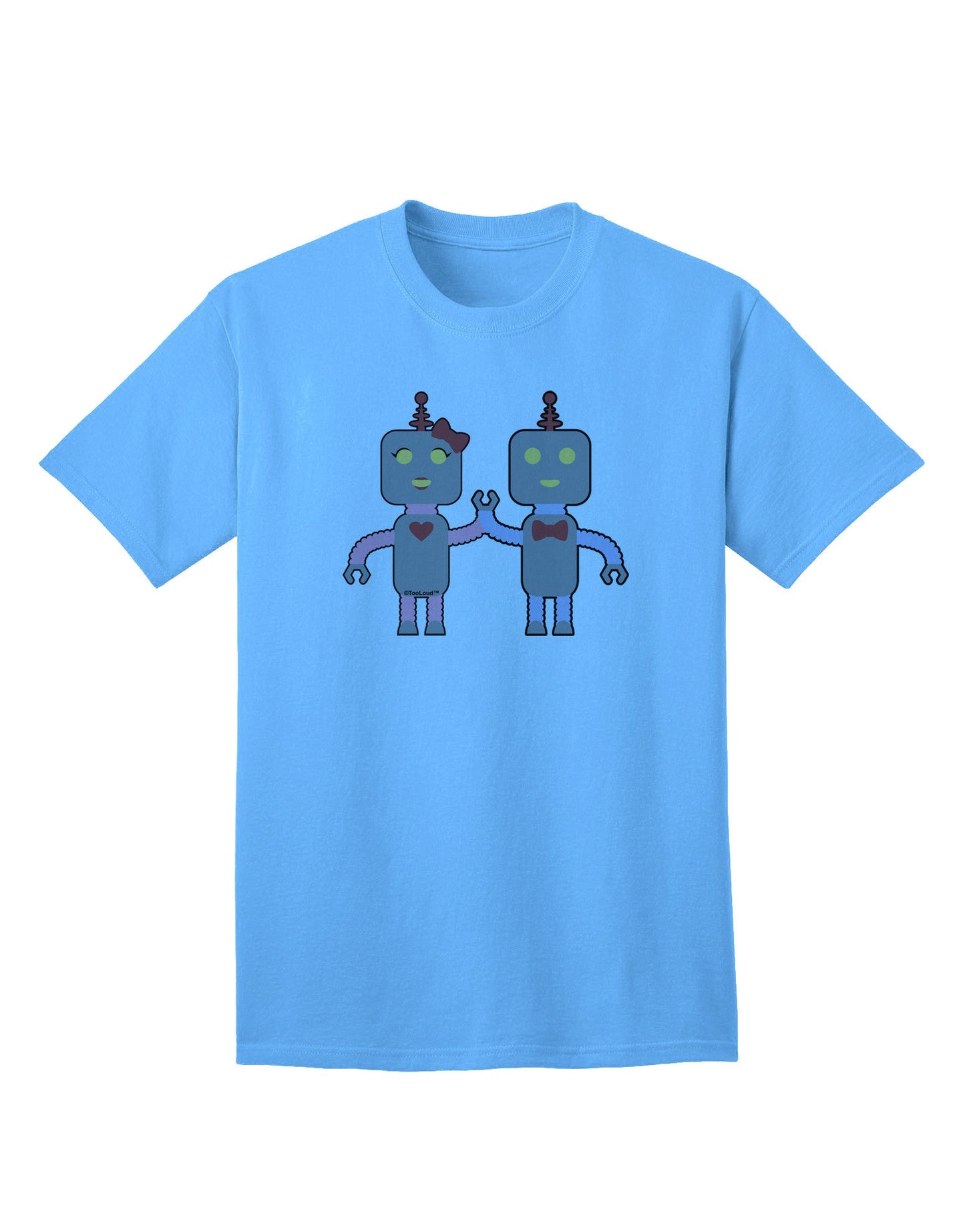 Charming 'Robot Love' Graphic Adult T-Shirt - Perfect for Tech Enthusiasts-Mens T-shirts-TooLoud-Aquatic-Blue-Small-Davson Sales