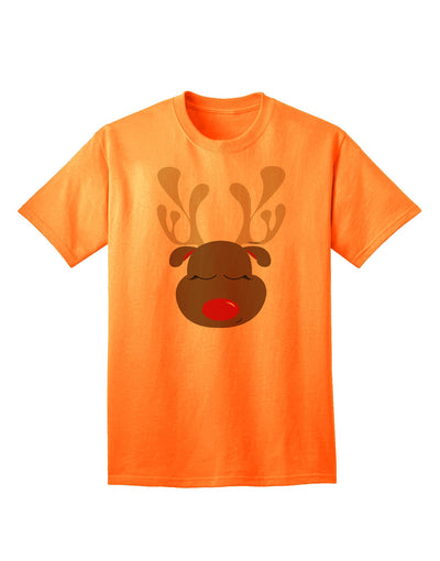 Charming Rudolph Reindeer Face - A Festive Christmas Adult T-Shirt Collection-Mens T-shirts-TooLoud-Neon-Orange-Small-Davson Sales