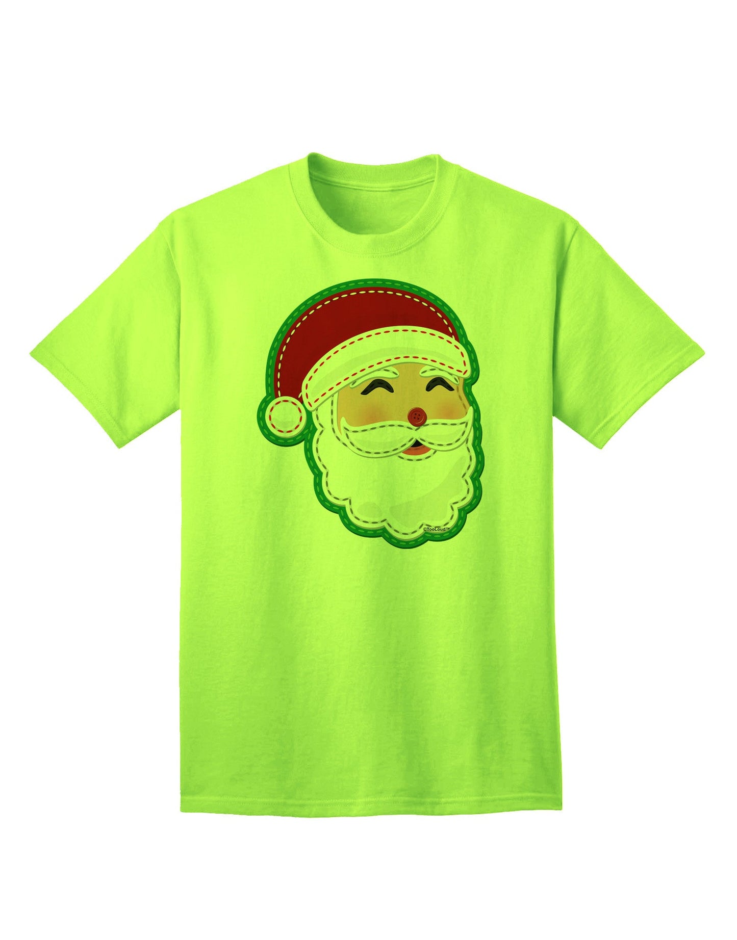 Charming Santa Claus Face Faux Applique - Premium Adult T-Shirt for Festive Season-Mens T-shirts-TooLoud-Neon-Green-Small-Davson Sales