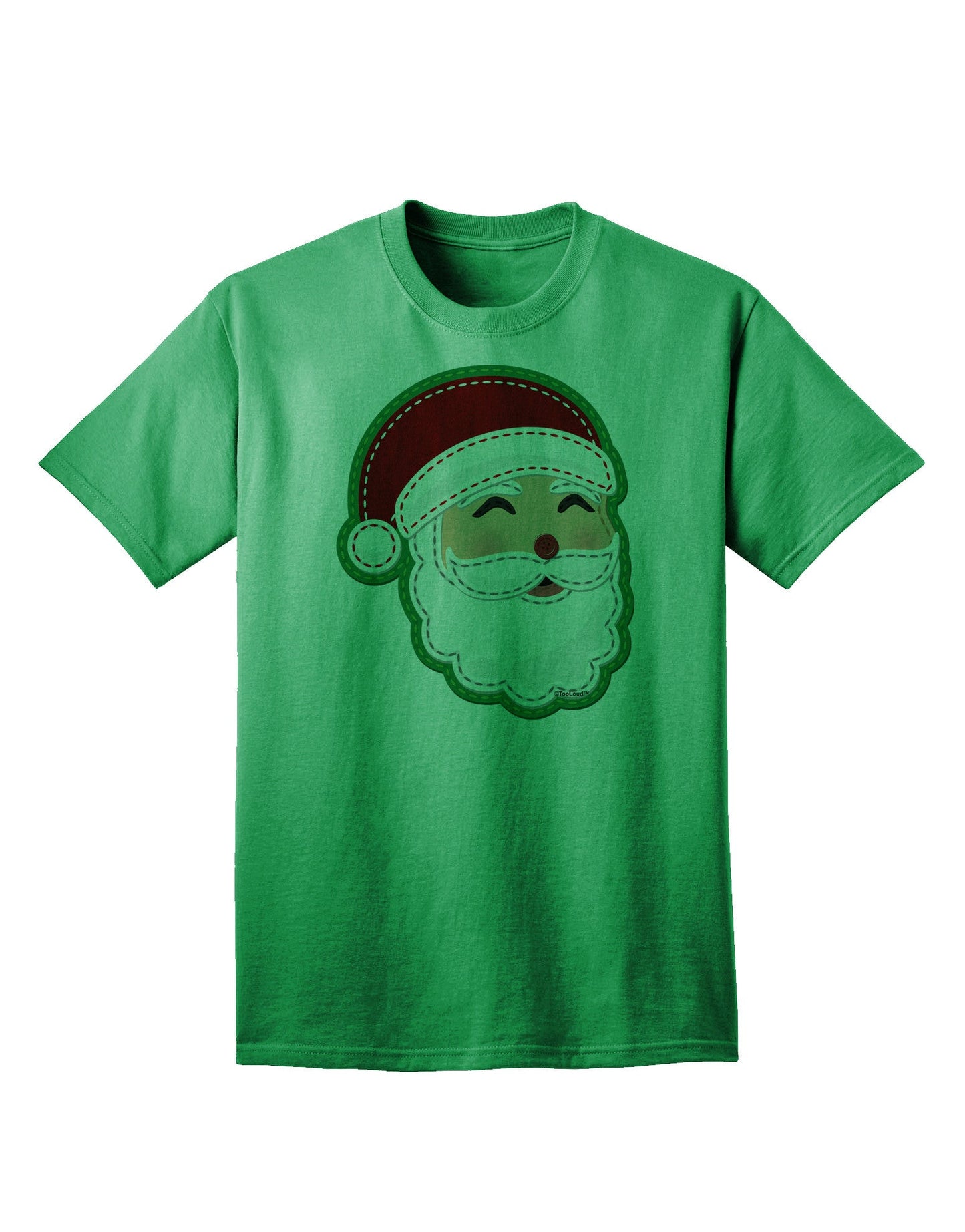 Charming Santa Claus Face Faux Applique - Premium Adult T-Shirt for Festive Season-Mens T-shirts-TooLoud-Kelly-Green-Small-Davson Sales