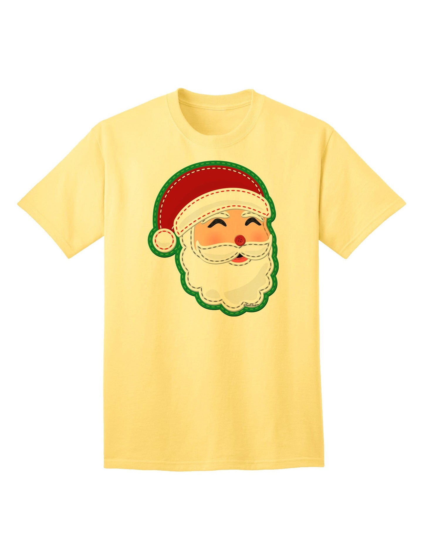 Charming Santa Claus Face Faux Applique - Premium Adult T-Shirt for Festive Season-Mens T-shirts-TooLoud-Yellow-Small-Davson Sales