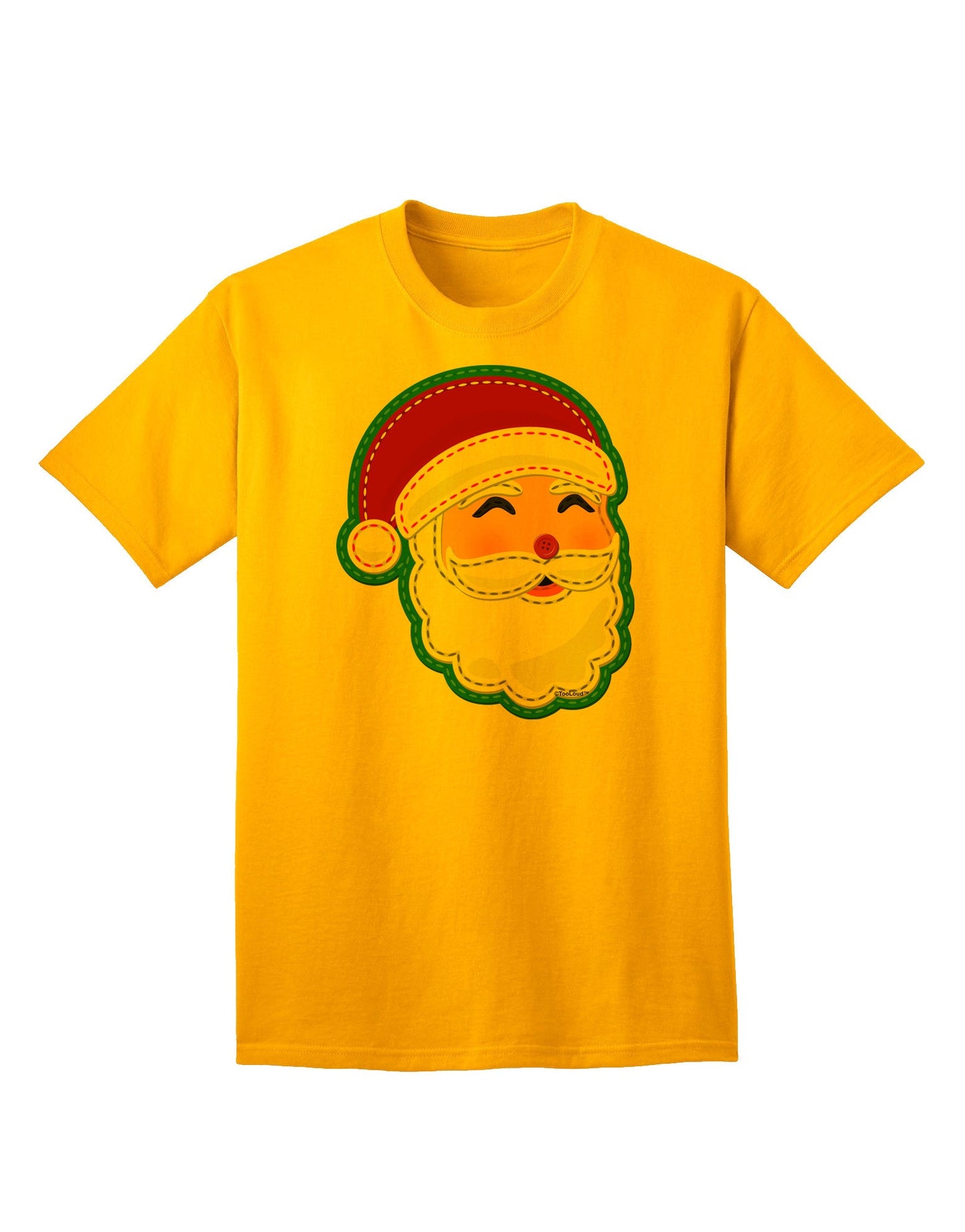 Charming Santa Claus Face Faux Applique - Premium Adult T-Shirt for Festive Season-Mens T-shirts-TooLoud-Gold-Small-Davson Sales