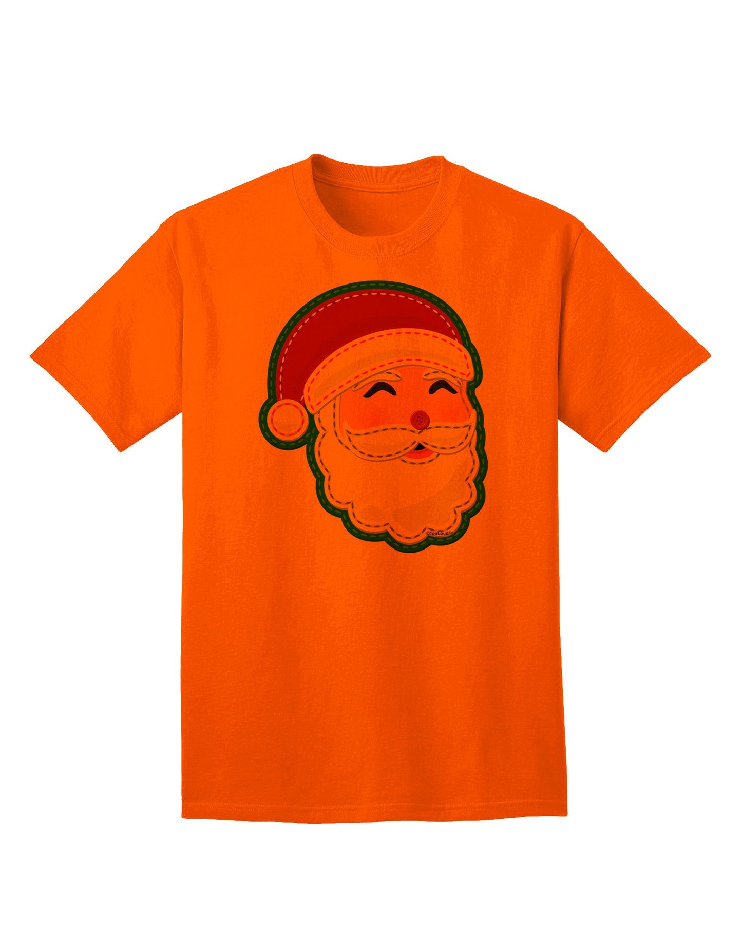 Charming Santa Claus Face Faux Applique - Premium Adult T-Shirt for Festive Season-Mens T-shirts-TooLoud-Orange-Small-Davson Sales