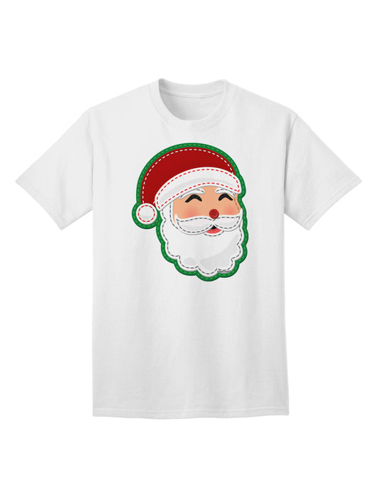 Charming Santa Claus Face Faux Applique - Premium Adult T-Shirt for Festive Season-Mens T-shirts-TooLoud-White-Small-Davson Sales
