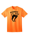 Charming Scaredy Cat - Black Cat Halloween Adult T-Shirt: A Must-Have for Festive Celebrations-Mens T-shirts-TooLoud-Neon-Orange-Small-Davson Sales