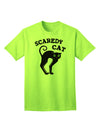 Charming Scaredy Cat - Black Cat Halloween Adult T-Shirt: A Must-Have for Festive Celebrations-Mens T-shirts-TooLoud-Neon-Green-Small-Davson Sales