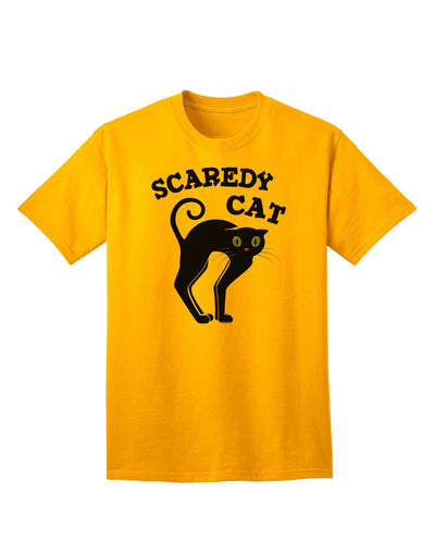 Charming Scaredy Cat - Black Cat Halloween Adult T-Shirt: A Must-Have for Festive Celebrations-Mens T-shirts-TooLoud-Gold-Small-Davson Sales