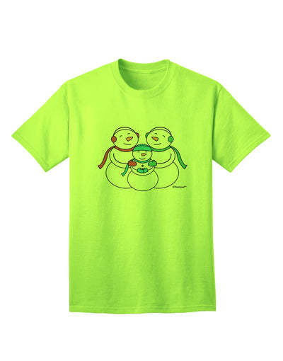 Charming Snowman Family with Boy Adult T-Shirt - A Delightful Addition to Your Wardrobe by TooLoud-Mens T-shirts-TooLoud-Neon-Green-Small-Davson Sales