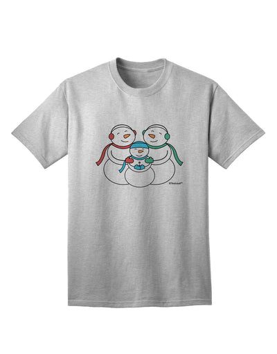 Charming Snowman Family with Boy Adult T-Shirt - A Delightful Addition to Your Wardrobe by TooLoud-Mens T-shirts-TooLoud-AshGray-Small-Davson Sales