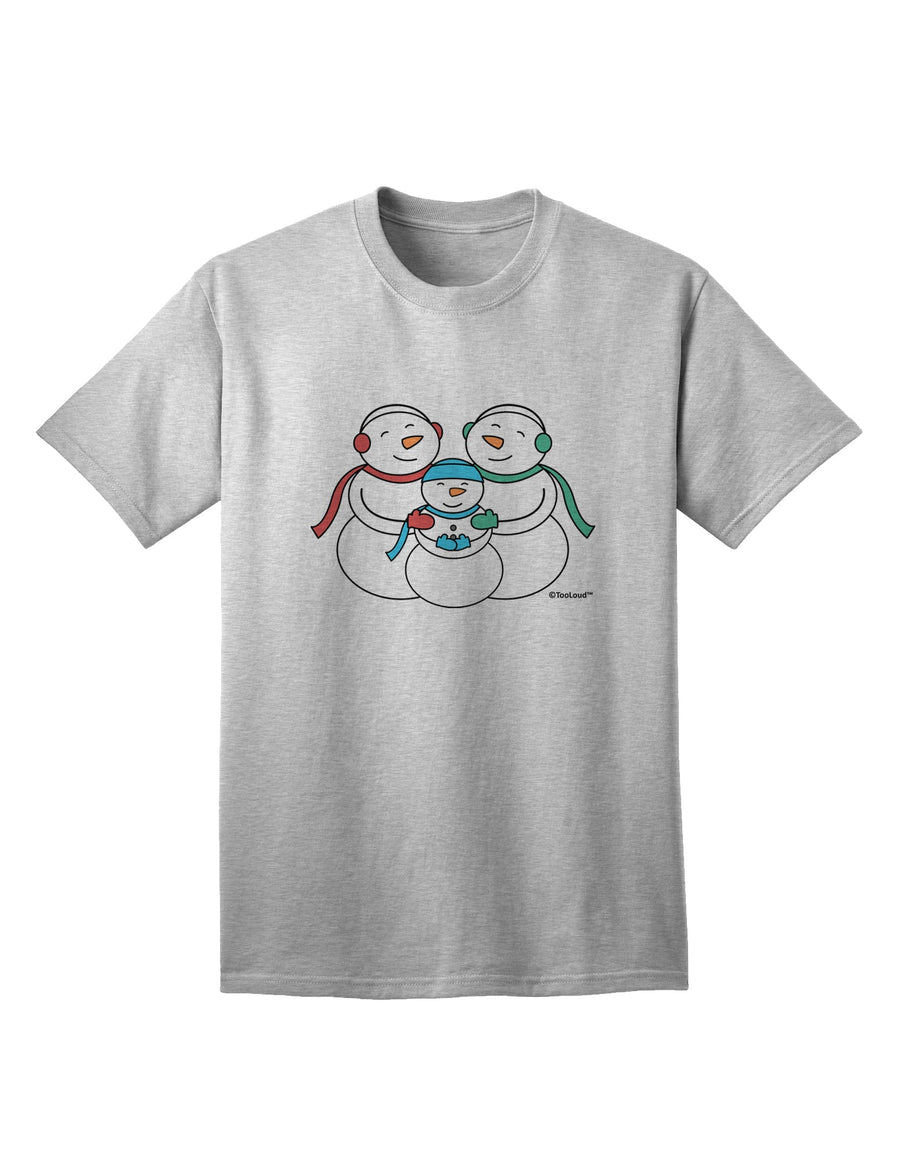 Charming Snowman Family with Boy Adult T-Shirt - A Delightful Addition to Your Wardrobe by TooLoud-Mens T-shirts-TooLoud-White-Small-Davson Sales