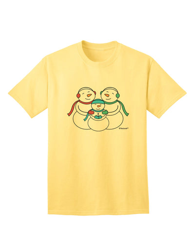 Charming Snowman Family with Boy Adult T-Shirt - A Delightful Addition to Your Wardrobe by TooLoud-Mens T-shirts-TooLoud-Yellow-Small-Davson Sales