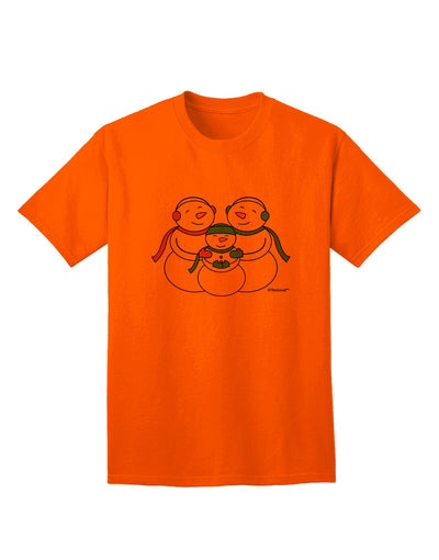 Charming Snowman Family with Boy Adult T-Shirt - A Delightful Addition to Your Wardrobe by TooLoud-Mens T-shirts-TooLoud-Orange-Small-Davson Sales