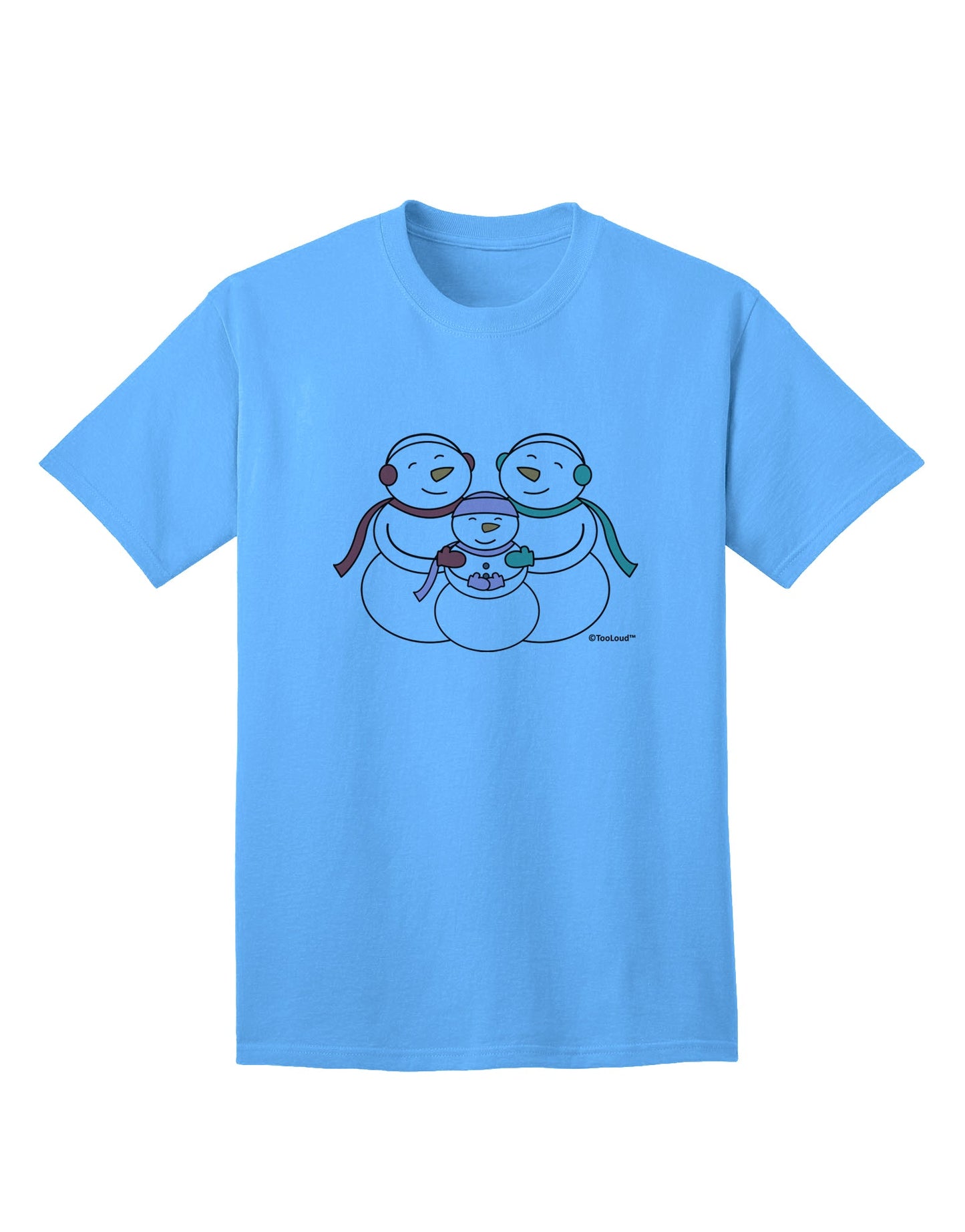 Charming Snowman Family with Girl Adult T-Shirt offered by TooLoud-Mens T-shirts-TooLoud-Aquatic-Blue-Small-Davson Sales
