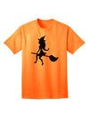 Charming Witch on Broom Silhouette: Adult Halloween T-Shirt Collection-Mens T-shirts-TooLoud-Neon-Orange-Small-Davson Sales