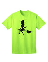 Charming Witch on Broom Silhouette: Adult Halloween T-Shirt Collection-Mens T-shirts-TooLoud-Neon-Green-Small-Davson Sales