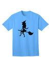 Charming Witch on Broom Silhouette: Adult Halloween T-Shirt Collection-Mens T-shirts-TooLoud-Aquatic-Blue-Small-Davson Sales