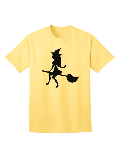 Charming Witch on Broom Silhouette: Adult Halloween T-Shirt Collection-Mens T-shirts-TooLoud-Yellow-Small-Davson Sales