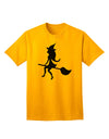 Charming Witch on Broom Silhouette: Adult Halloween T-Shirt Collection-Mens T-shirts-TooLoud-Gold-Small-Davson Sales