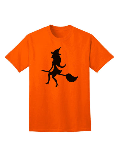 Charming Witch on Broom Silhouette: Adult Halloween T-Shirt Collection-Mens T-shirts-TooLoud-Orange-Small-Davson Sales