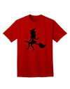 Charming Witch on Broom Silhouette: Adult Halloween T-Shirt Collection-Mens T-shirts-TooLoud-Red-Small-Davson Sales