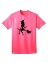 Charming Witch on Broom Silhouette: Adult Halloween T-Shirt Collection-Mens T-shirts-TooLoud-Neon-Pink-Small-Davson Sales