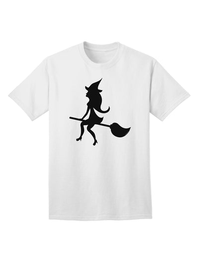 Charming Witch on Broom Silhouette: Adult Halloween T-Shirt Collection-Mens T-shirts-TooLoud-White-Small-Davson Sales