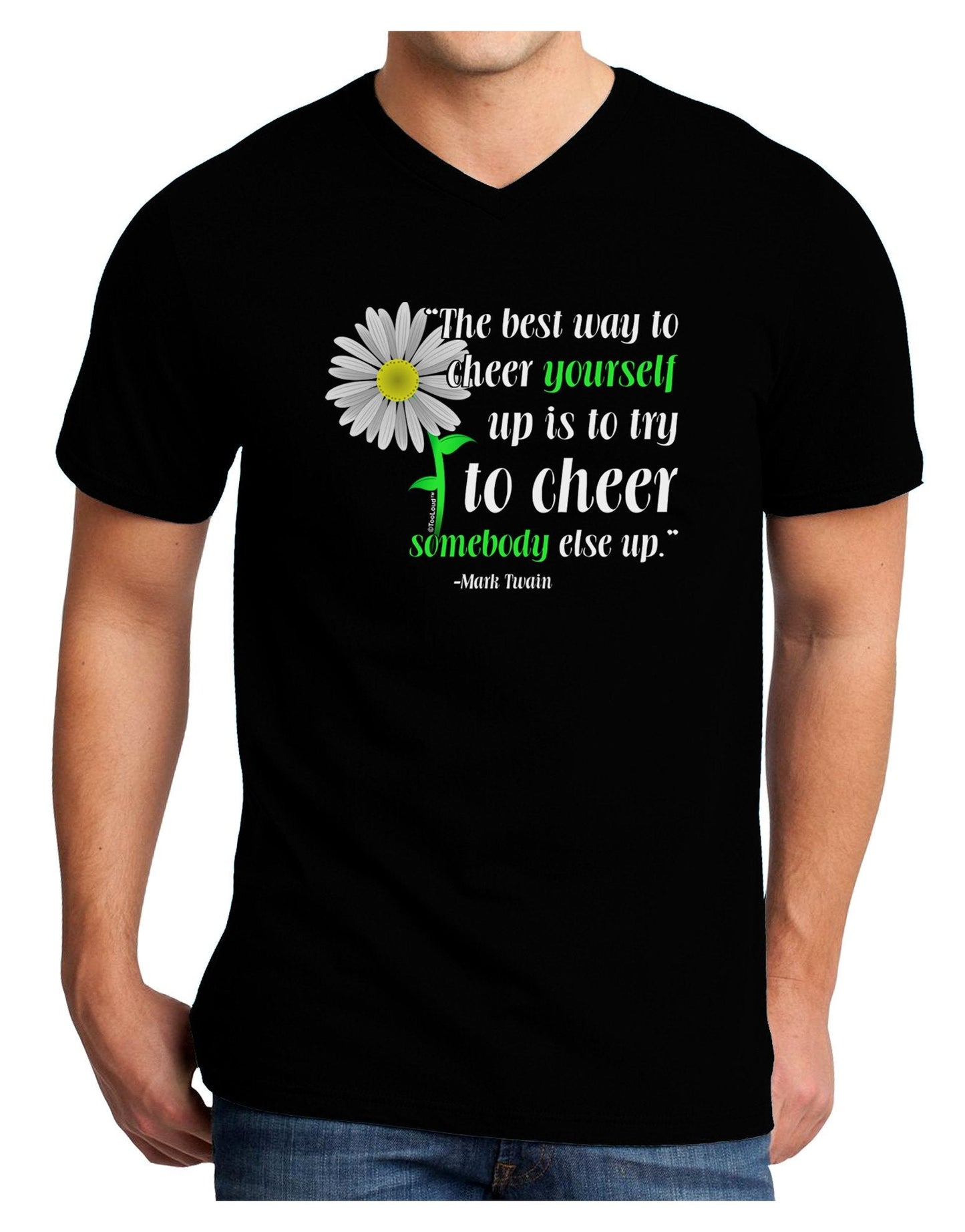 Cheer Yourself Up Mark Twain Adult Dark V-Neck T-Shirt-Mens V-Neck T-Shirt-TooLoud-Black-XX-Large-Davson Sales
