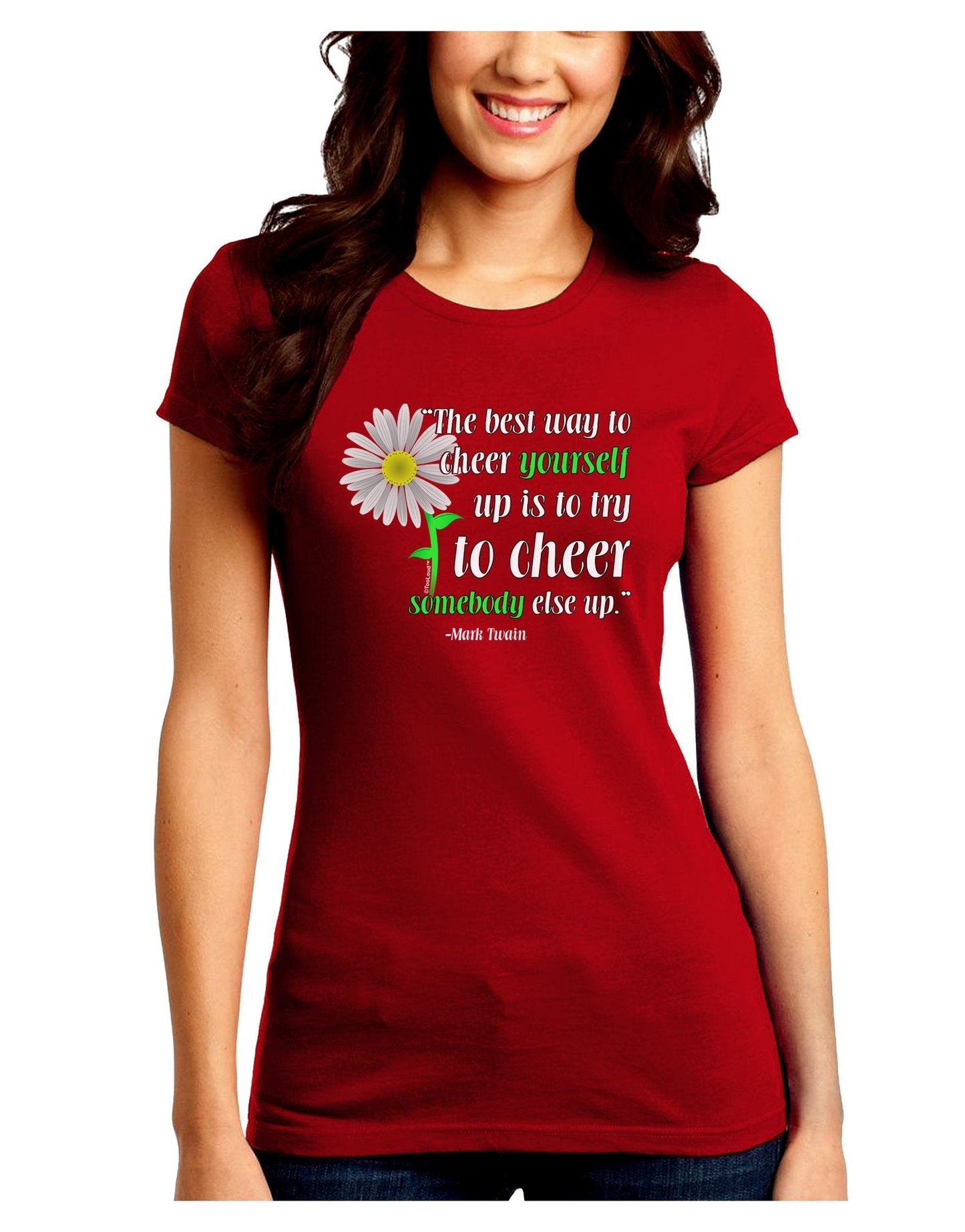 Cheer Yourself Up Mark Twain Juniors Petite Crew Dark T-Shirt-T-Shirts Juniors Tops-TooLoud-Red-Juniors Fitted XX-Large-Davson Sales