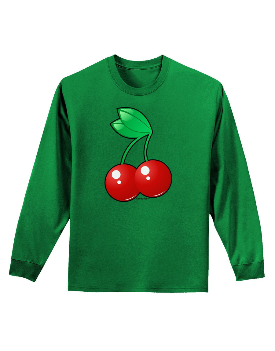 Cherries Adult Long Sleeve Dark T-Shirt-TooLoud-Red-XXX-Large-Davson Sales