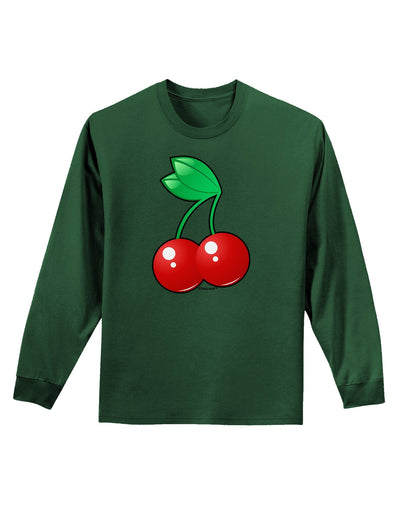 Cherries Adult Long Sleeve Dark T-Shirt-TooLoud-Dark-Green-XXX-Large-Davson Sales