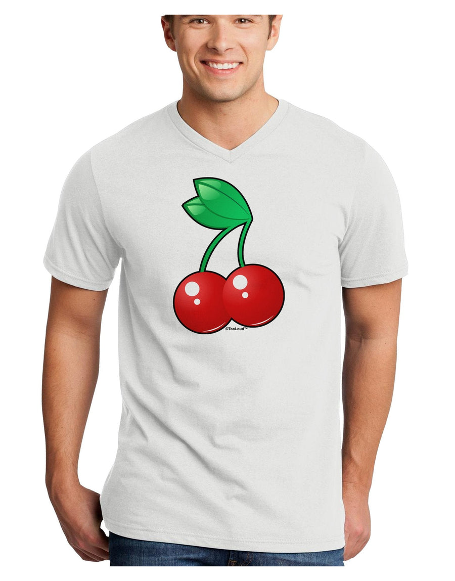 Cherries Adult V-Neck T-shirt-Mens V-Neck T-Shirt-TooLoud-White-XXXX-Large-Davson Sales