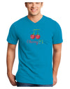 Cherry Pi Adult Dark V-Neck T-Shirt-TooLoud-Turquoise-Small-Davson Sales