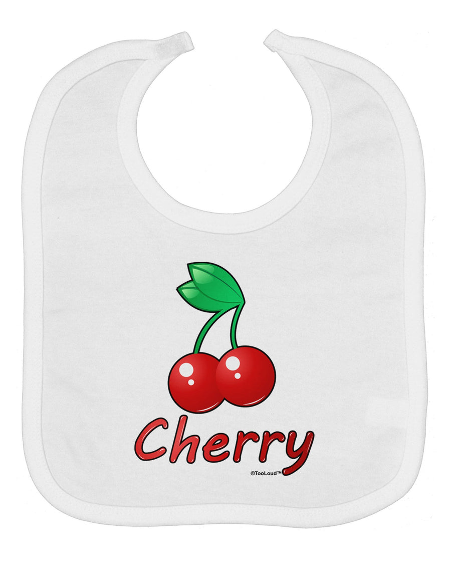 Cherry Text Baby Bib