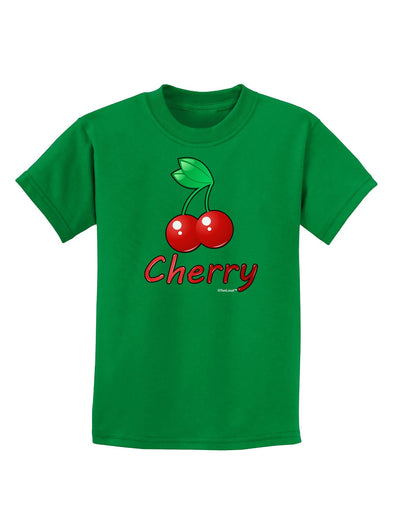 Cherry Text Childrens Dark T-Shirt-Childrens T-Shirt-TooLoud-Kelly-Green-X-Large-Davson Sales