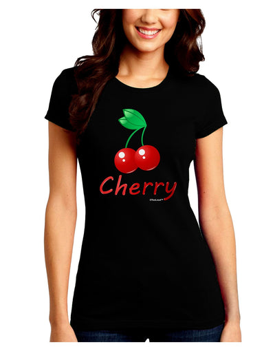 Cherry Text Juniors Crew Dark T-Shirt-T-Shirts Juniors Tops-TooLoud-Black-Juniors Fitted XX-Large-Davson Sales