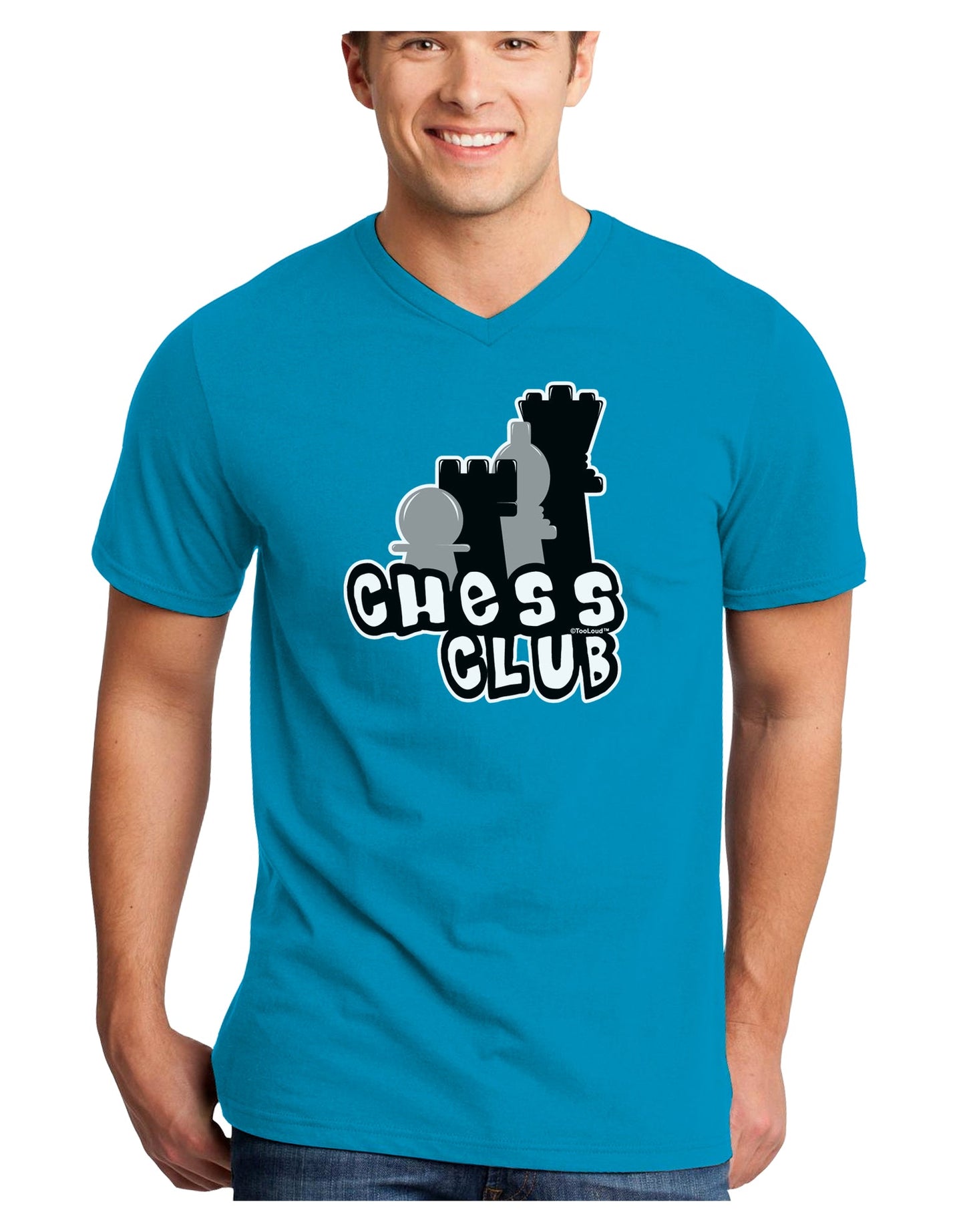 Chess Club Adult Dark V-Neck T-Shirt by TooLoud-Mens V-Neck T-Shirt-TooLoud-Turquoise-Small-Davson Sales