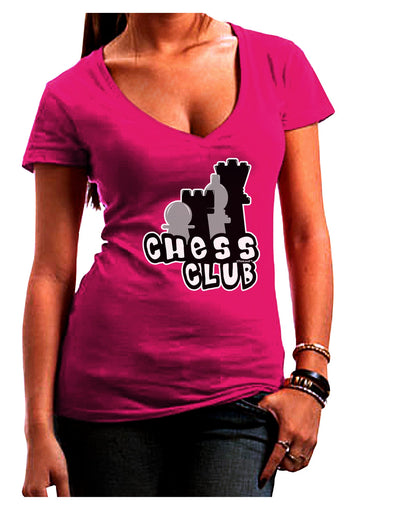 Chess Club Juniors V-Neck Dark T-Shirt by TooLoud-Womens V-Neck T-Shirts-TooLoud-Hot-Pink-Juniors Fitted Small-Davson Sales