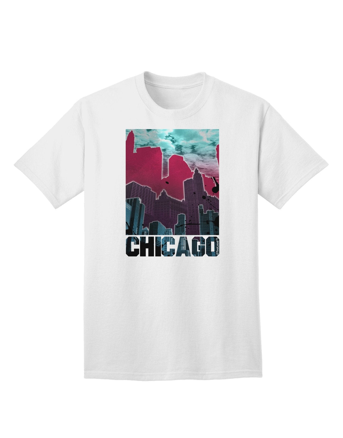 Chicago Abstract 2 Adult T-Shirt-Mens T-Shirt-TooLoud-White-XXXX-Large-Davson Sales