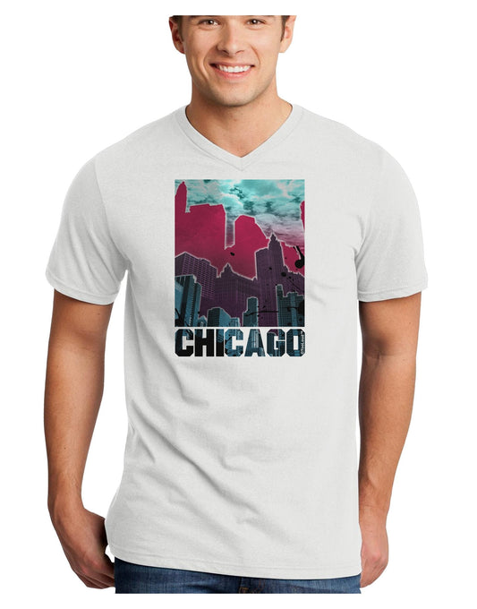 Chicago Abstract 2 Adult V-Neck T-shirt-Mens V-Neck T-Shirt-TooLoud-White-XXXX-Large-Davson Sales