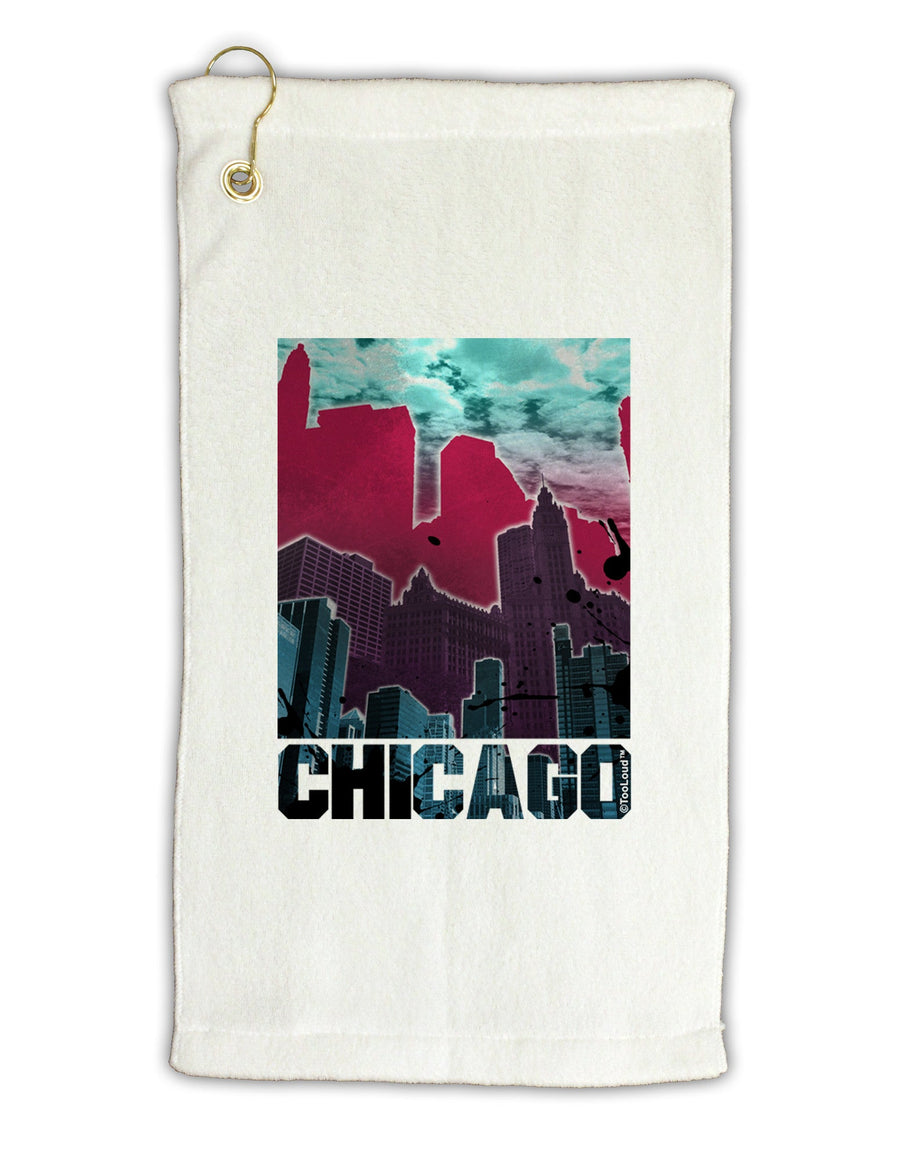 Chicago Abstract 2 Micro Terry Gromet Golf Towel 11&#x22;x19-Golf Towel-TooLoud-White-Davson Sales