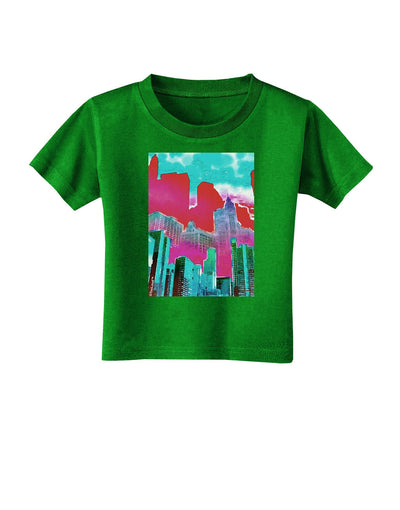 Chicago Abstract 2 Watercolor Toddler T-Shirt Dark-Toddler T-Shirt-TooLoud-Clover-Green-4T-Davson Sales