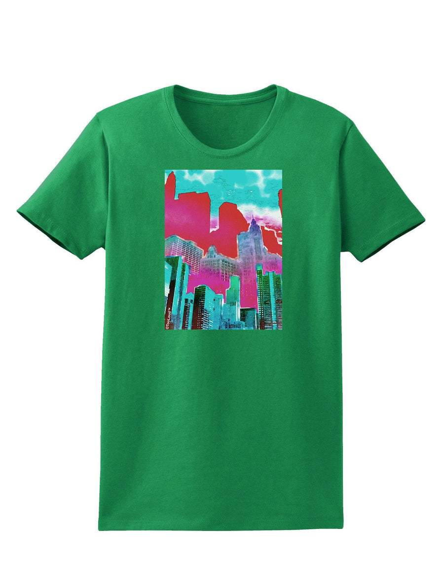 Chicago Abstract 2 Watercolor Womens Dark T-Shirt-TooLoud-Kelly-Green-XXX-Large-Davson Sales