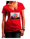 Chicago Abstract Juniors V-Neck Dark T-Shirt-Womens V-Neck T-Shirts-TooLoud-Red-Juniors Fitted X-Large-Davson Sales