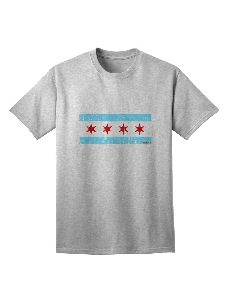 Chicago Flag Design Adult T-Shirt with Distressed Aesthetic by TooLoud-Mens T-shirts-TooLoud-White-Small-Davson Sales