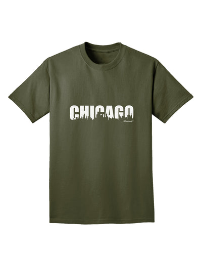 Chicago Skyline Cutout Adult Dark T-Shirt by TooLoud-Mens T-Shirt-TooLoud-Military-Green-Small-Davson Sales