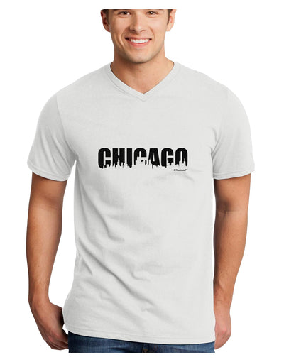 Chicago Skyline Cutout Adult V-Neck T-shirt by TooLoud-Mens V-Neck T-Shirt-TooLoud-White-Small-Davson Sales