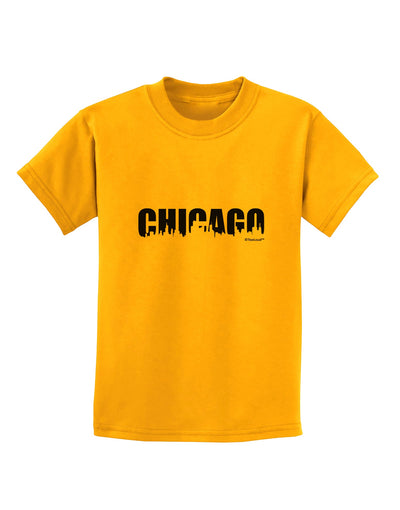 Chicago Skyline Cutout Childrens T-Shirt by TooLoud-Childrens T-Shirt-TooLoud-Gold-X-Small-Davson Sales