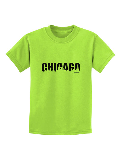 Chicago Skyline Cutout Childrens T-Shirt by TooLoud-Childrens T-Shirt-TooLoud-Lime-Green-X-Small-Davson Sales