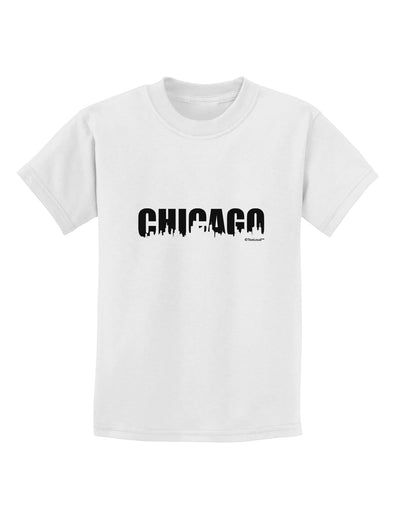 Chicago Skyline Cutout Childrens T-Shirt by TooLoud-Childrens T-Shirt-TooLoud-White-X-Small-Davson Sales